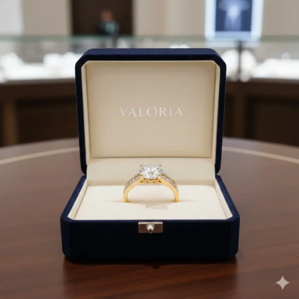 Anillo de oro engastado con diamantes que destacan por su brillo y elegancia. Una pieza sofisticada creada para realzar la belleza y el estilo en cualquier ocasión.