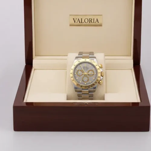 Reloj elaborado en una combinación de oro y titanio, resistente, ligero y elegante. Una pieza sofisticada que une lujo y durabilidad en un diseño distintivo.